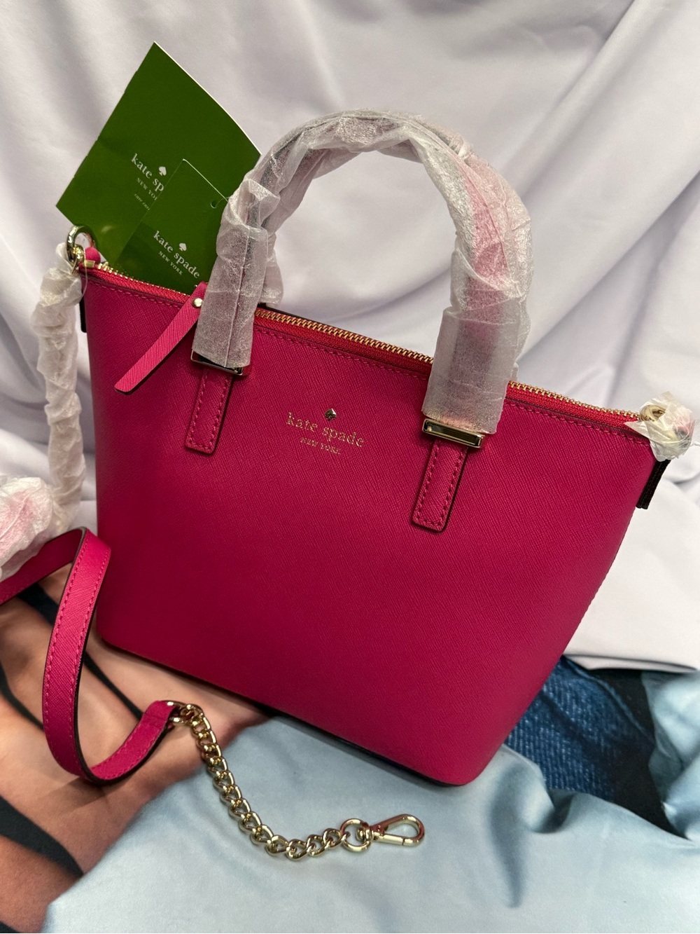 (new+tag) Kate Spade Hot Pink Saffiano Leather Crossbody Satchel Gold Hardware